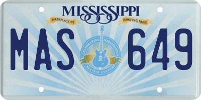 MS license plate MAS649