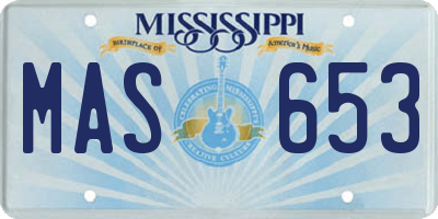 MS license plate MAS653