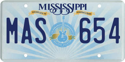 MS license plate MAS654