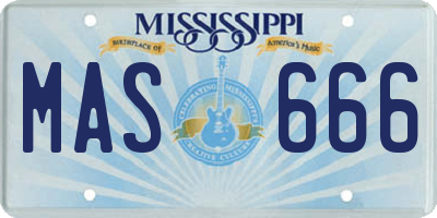 MS license plate MAS666