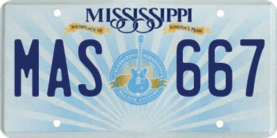MS license plate MAS667