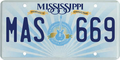 MS license plate MAS669