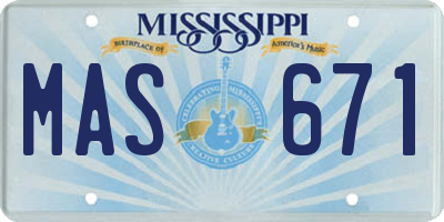 MS license plate MAS671