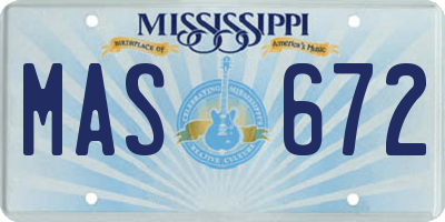 MS license plate MAS672