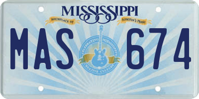 MS license plate MAS674