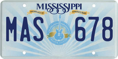 MS license plate MAS678