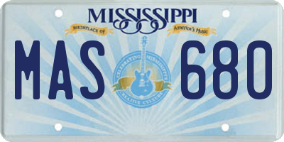 MS license plate MAS680
