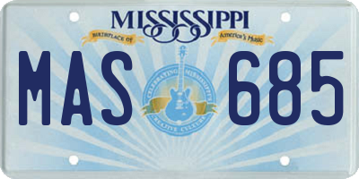 MS license plate MAS685