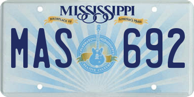 MS license plate MAS692