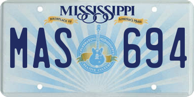 MS license plate MAS694