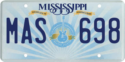 MS license plate MAS698
