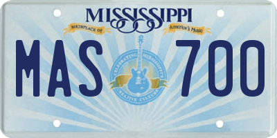 MS license plate MAS700