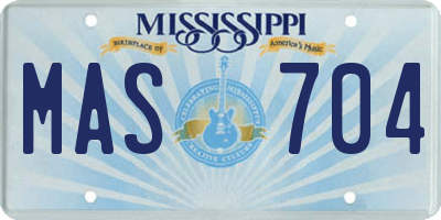 MS license plate MAS704