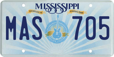 MS license plate MAS705