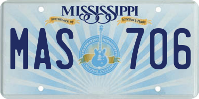 MS license plate MAS706