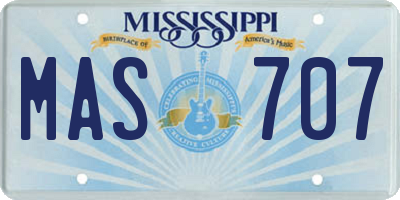 MS license plate MAS707