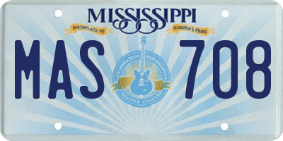 MS license plate MAS708