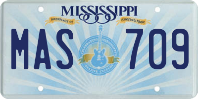 MS license plate MAS709