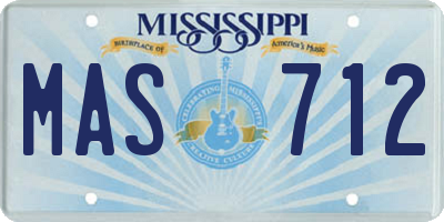 MS license plate MAS712
