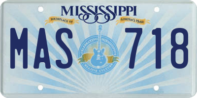 MS license plate MAS718