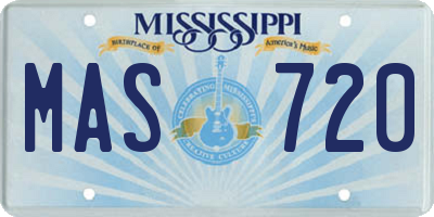 MS license plate MAS720