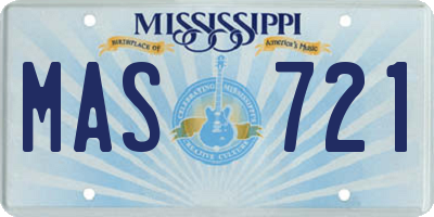 MS license plate MAS721