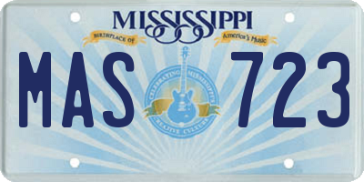 MS license plate MAS723