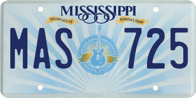MS license plate MAS725