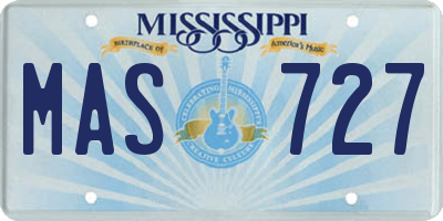 MS license plate MAS727