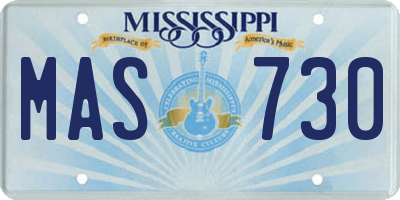 MS license plate MAS730