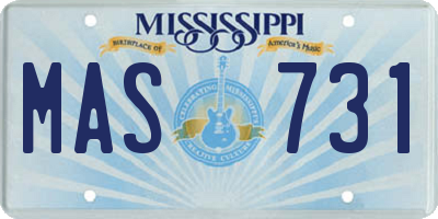 MS license plate MAS731