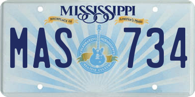 MS license plate MAS734