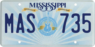 MS license plate MAS735
