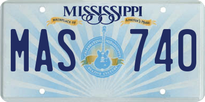 MS license plate MAS740