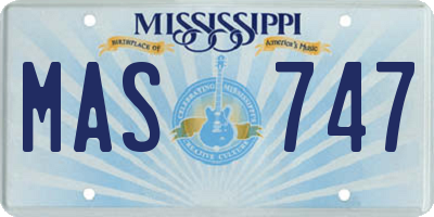 MS license plate MAS747