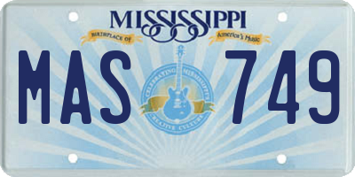 MS license plate MAS749