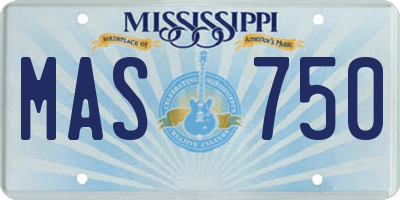 MS license plate MAS750
