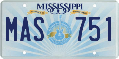 MS license plate MAS751