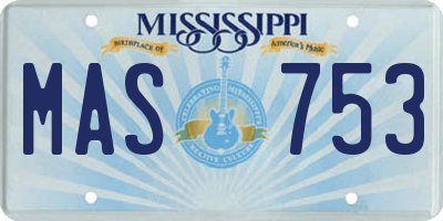 MS license plate MAS753