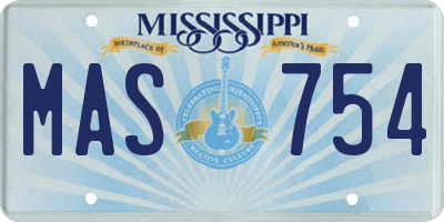 MS license plate MAS754