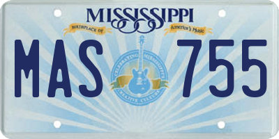 MS license plate MAS755