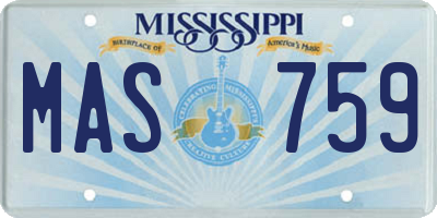 MS license plate MAS759