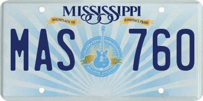 MS license plate MAS760
