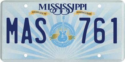 MS license plate MAS761