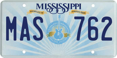 MS license plate MAS762