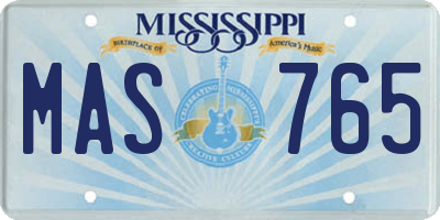 MS license plate MAS765