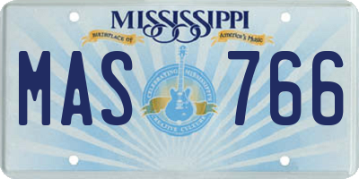 MS license plate MAS766