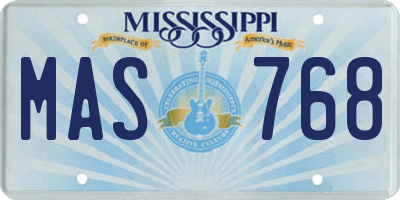 MS license plate MAS768