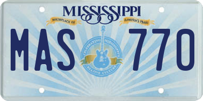 MS license plate MAS770