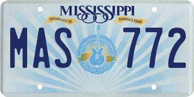 MS license plate MAS772